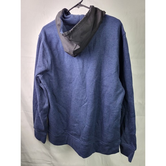 Champion Men's Large Fleece Woven-Mix Half Zip Two Tone Hoodie Navy - Picture 6 of 6